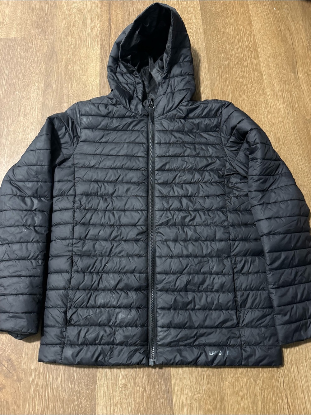 Lands End Kids Puffer Jacket Lightweight Black XL